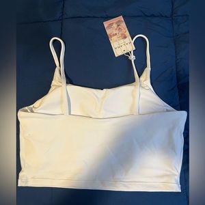Halara White Padded Workout Cropped Tank Top - Size Large